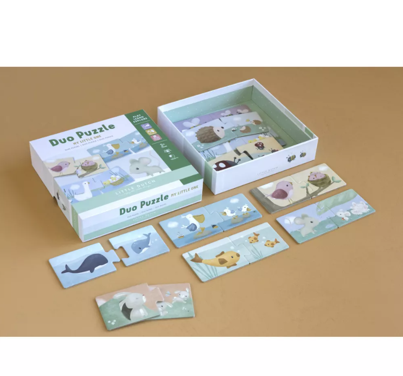 Puzzle Duo perechi din carton FSC cu animale - Little Dutch