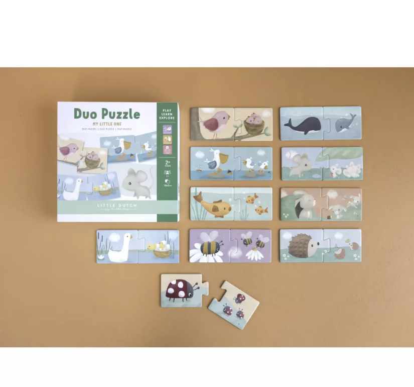 Puzzle Duo perechi din carton FSC cu animale - Little Dutch
