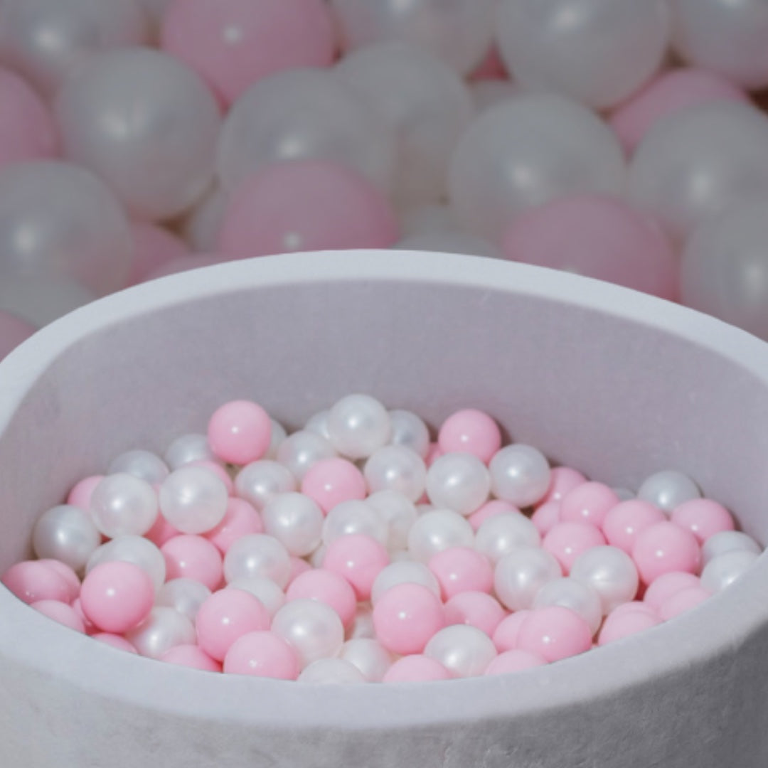 Piscina soft grey cu mingi pearl pink - Mini Be