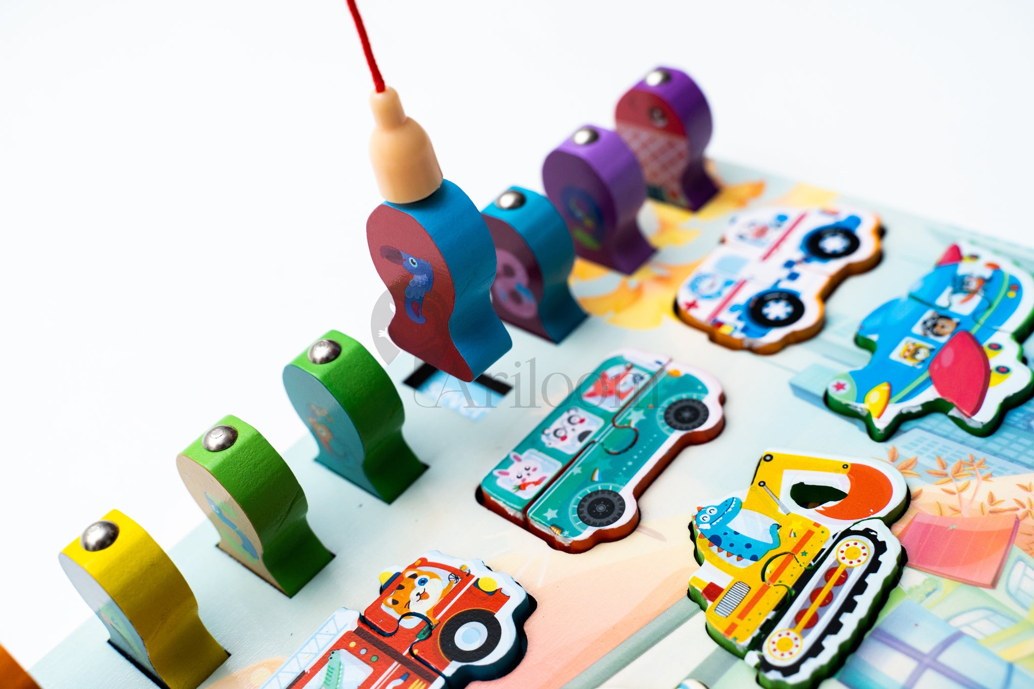 Jucarie panou activitati copii puzzle, forme, incuietori si joc de pescuit