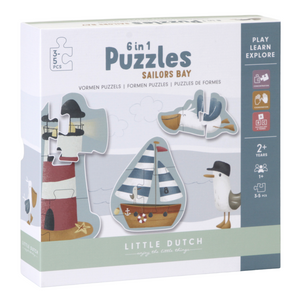 Puzzle 6 in 1 din carton FSC - Sailors Bay - Little Dutch