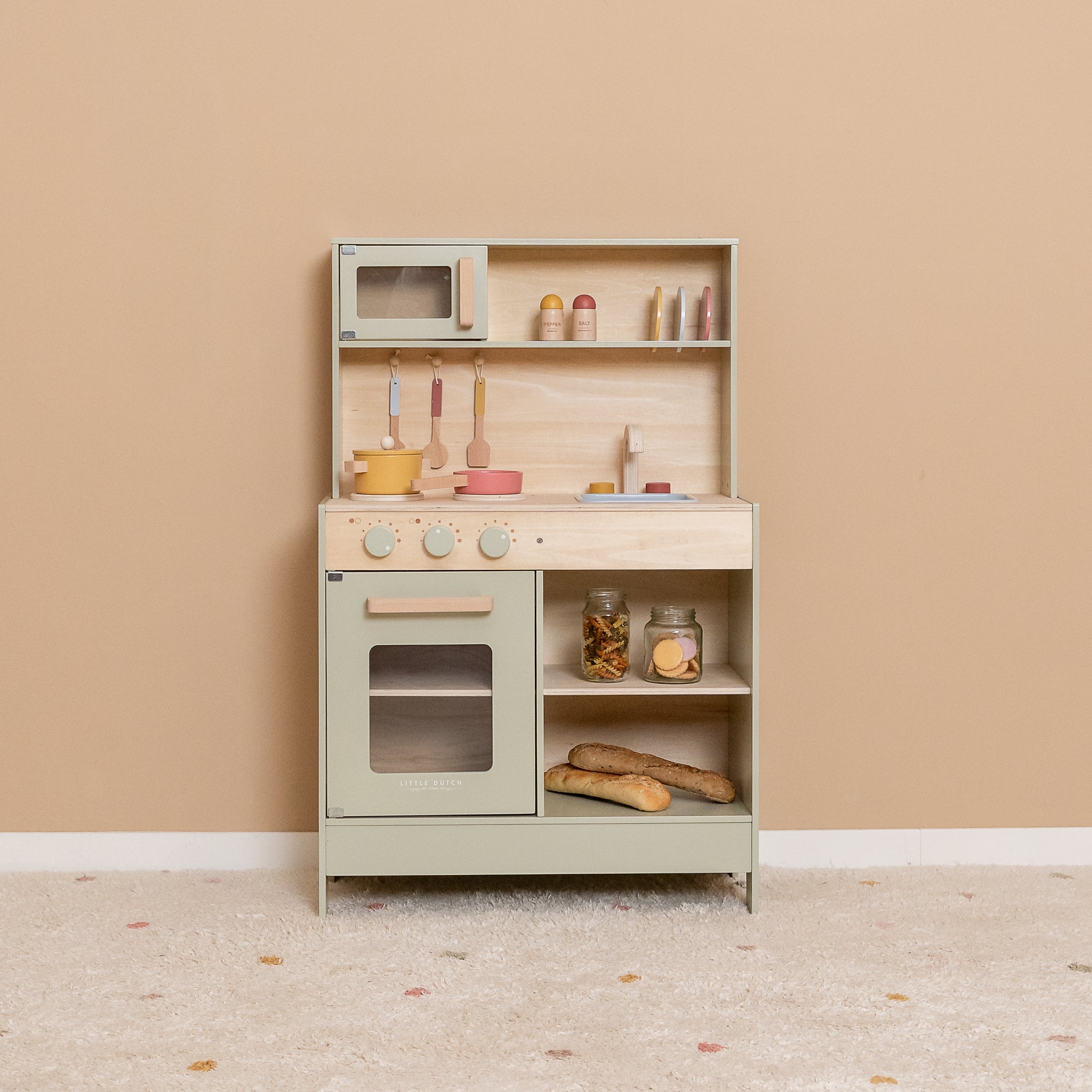 Bucatarie din lemn mint cu accesorii - Little Dutch
