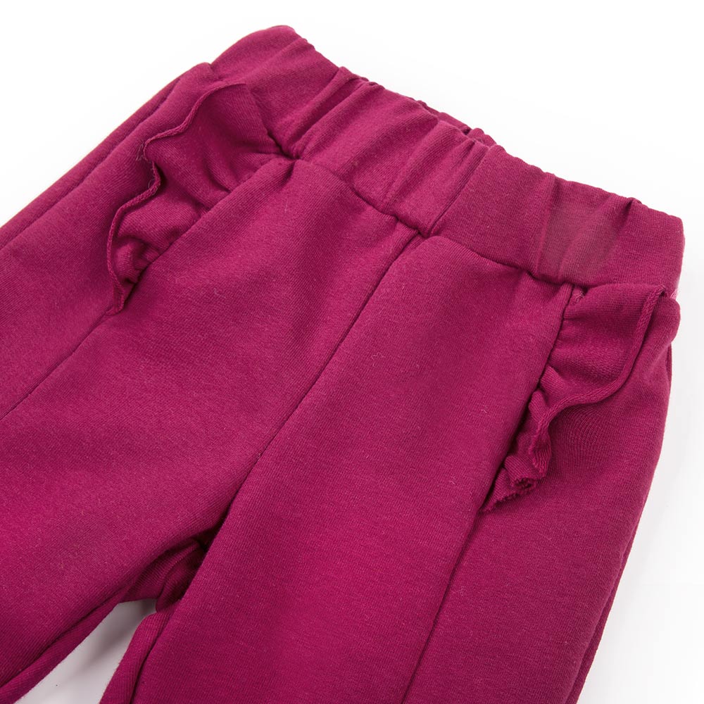 Pantaloni Tiffany cu volane bordo - Simply Comfy