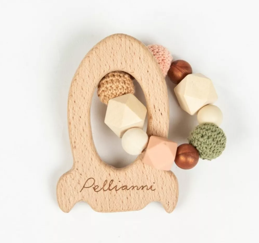 Jucarie din lemn si silicon pentru dentitie - Autumn natural - Pellianni